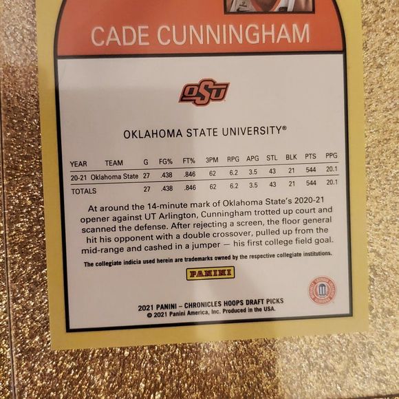 2021 Panini NBAHOOPS- Cade Cunningham #51 - Rookie Basketball Card - Picture 3 of 4